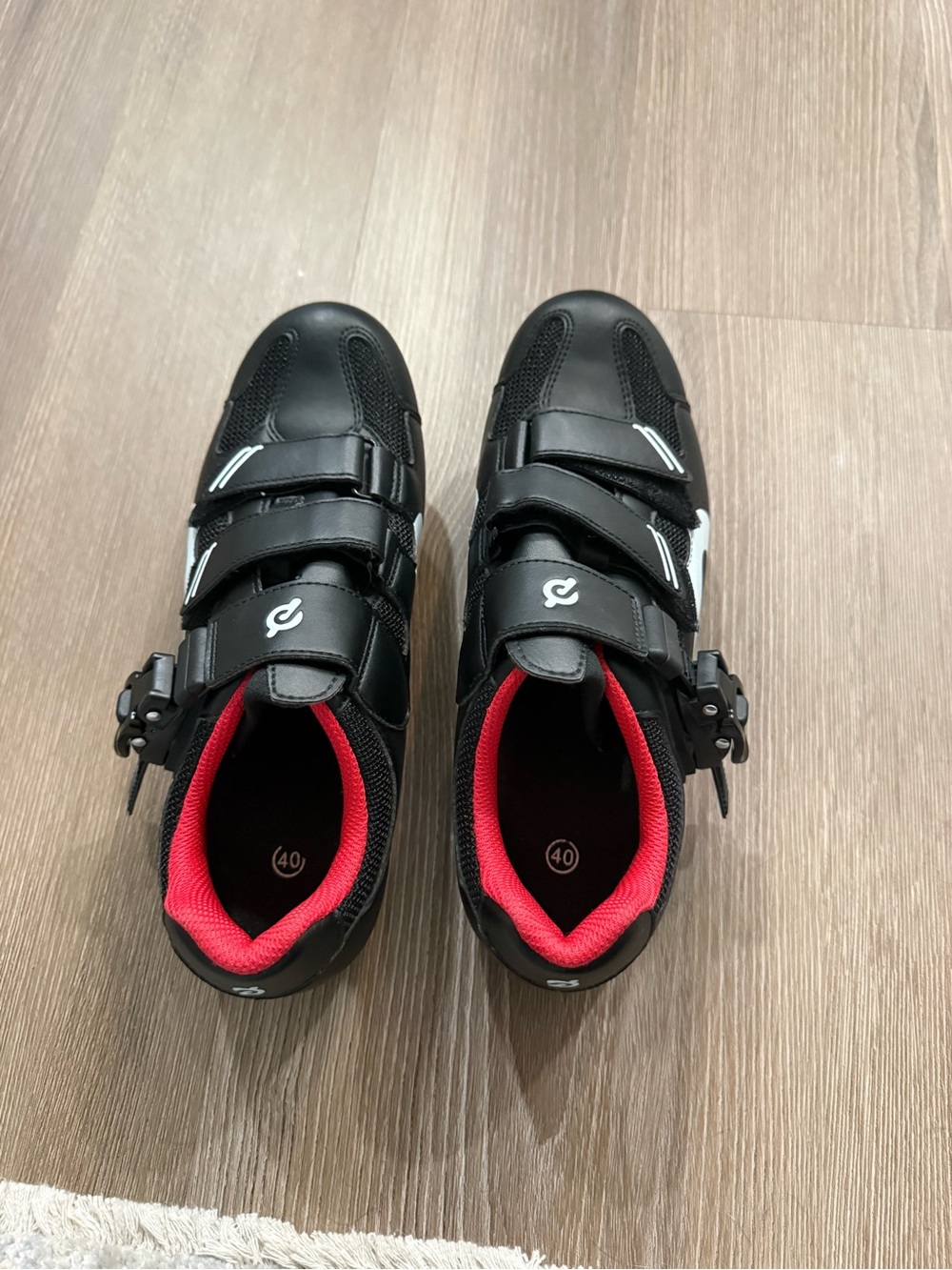 Peleton Black Cycling Shoes with Red Lining - LOOK Delta Clips Included